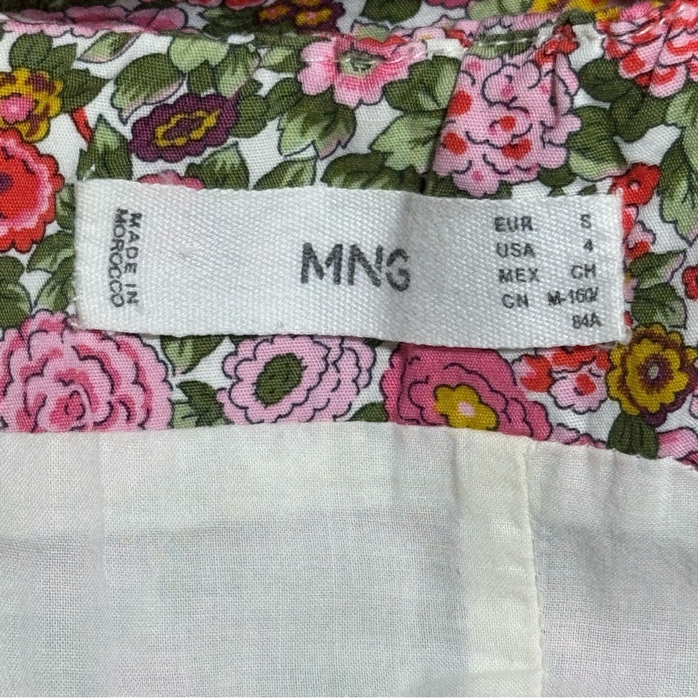MNG Mini Dress Floral Voluminous Puff Sleeve Cotton Pink/Red Size 4 Blogger Fave - Picture 8 of 9